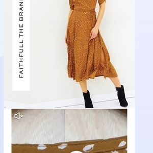 Faithfull the Brand Brown Pleated Midi Dress